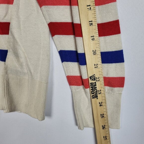 Banana Republic Silk Blend Sweater Women's XL Blue REd White Striped Lightweight - Picture 7 of 9